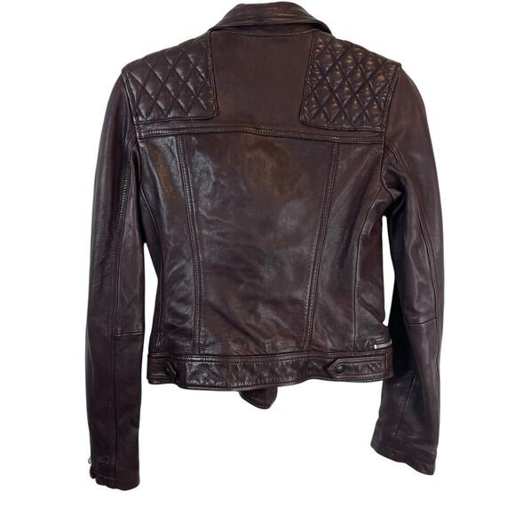 AllSaints Conroy Leather Asymmetrical Zip Biker Motorcycle Jacket Oxblood Size 4 - Picture 10 of 10